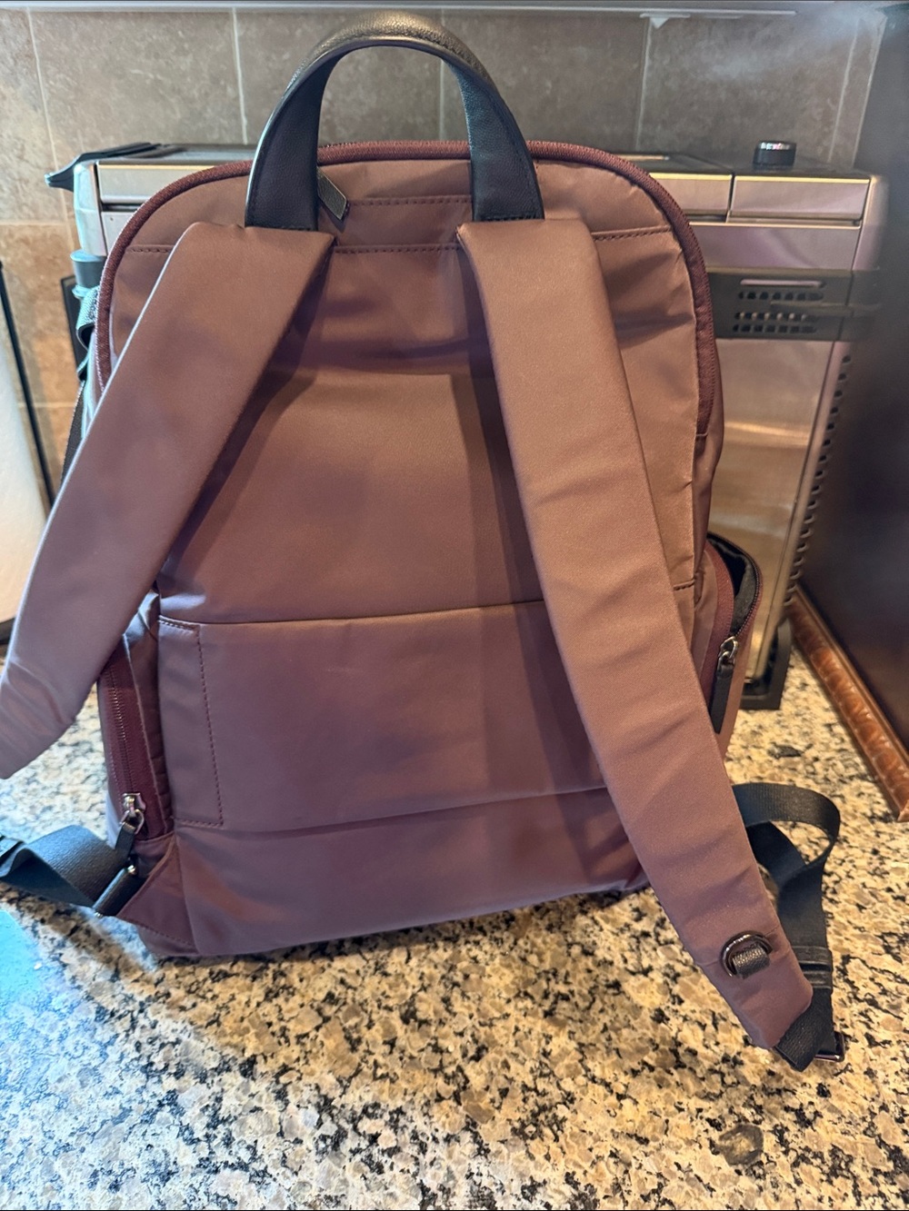 Tumi Women's Eggplant Nylon Backpack with Titanium-Tone Zipper Accents - Picture 3 of 13